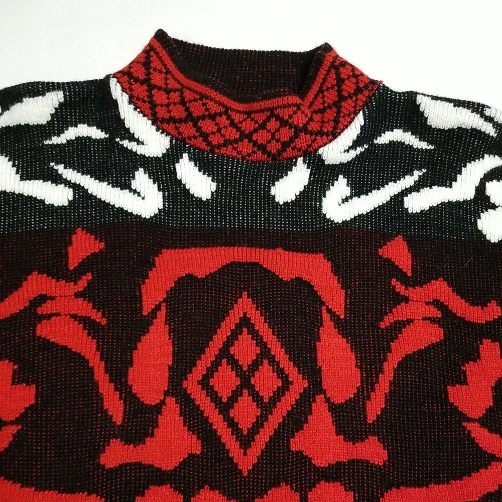 JC & LOUIS NEW YORK WOMENS RED WHITE & BLACK ACRYLIC SWEATER Women's